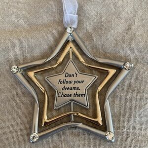 Silver and Gold 3D Triple Star Holiday Christmas Ornament Chase Your Dreams